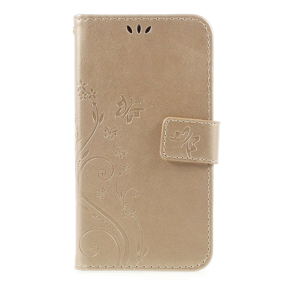 Imprint Flower Butterfly Pattern Wallet Leather Case for Samsung Galaxy J5 (2017) EU Version / J5 Pro (2017)