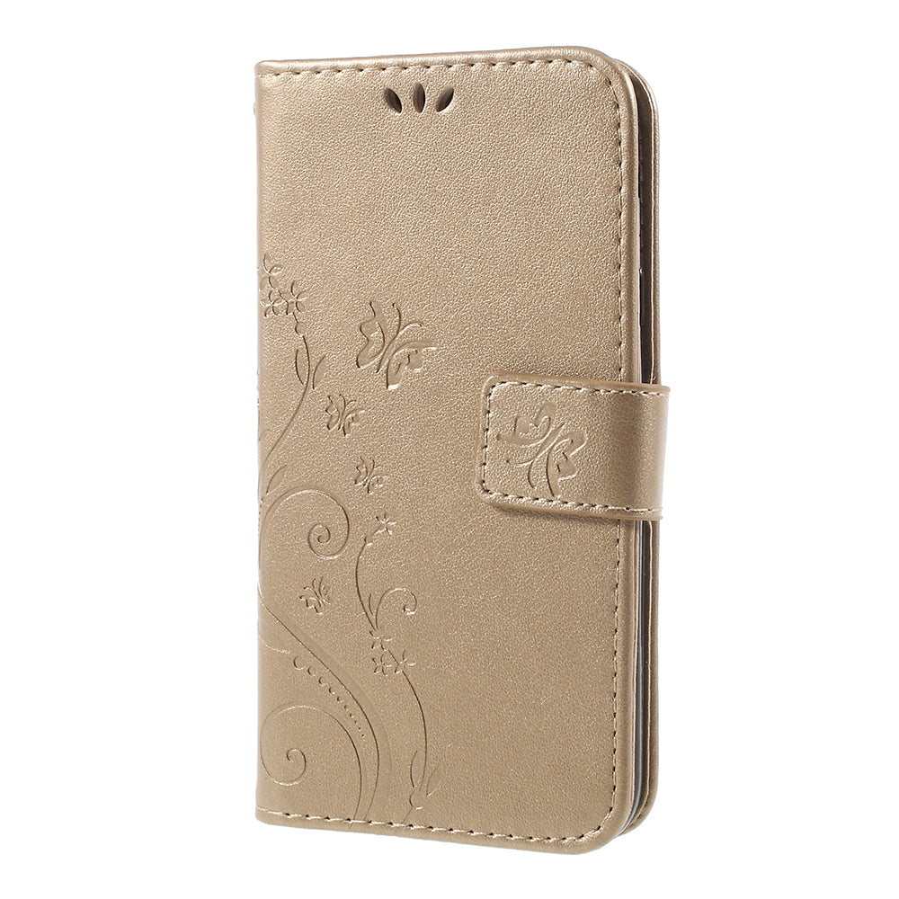 Imprint Flower Butterfly Pattern Wallet Leather Case for Samsung Galaxy J5 (2017) EU Version / J5 Pro (2017)