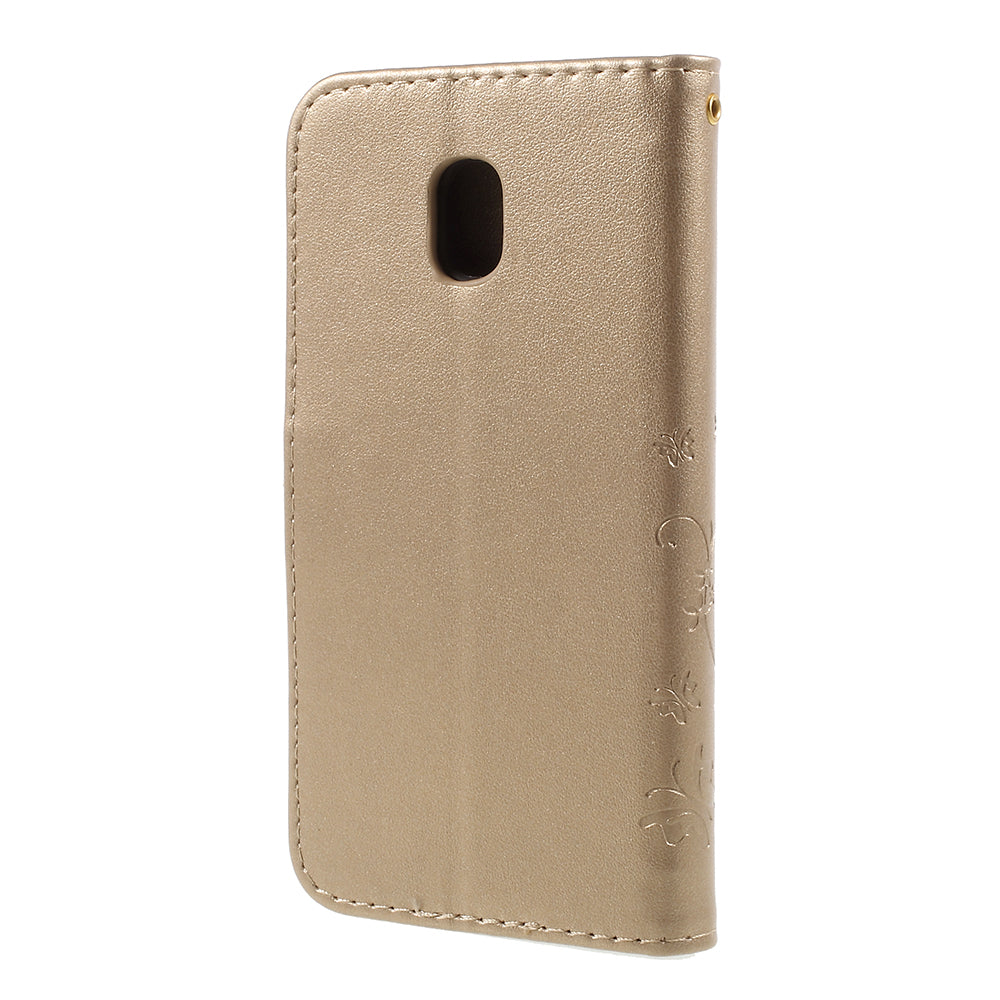 Imprint Flower Butterfly Pattern Wallet Leather Case for Samsung Galaxy J5 (2017) EU Version / J5 Pro (2017)