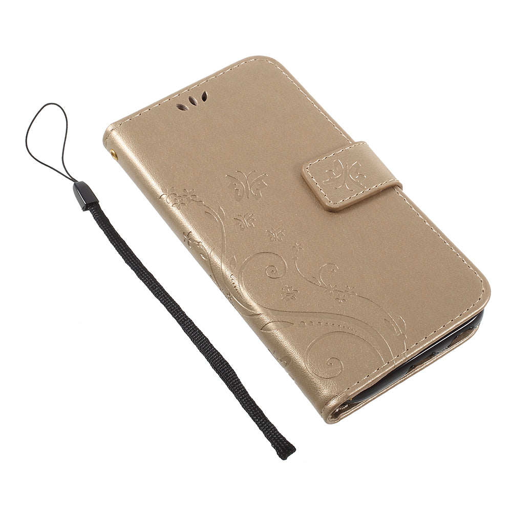 Imprint Flower Butterfly Pattern Wallet Leather Case for Samsung Galaxy J5 (2017) EU Version / J5 Pro (2017)