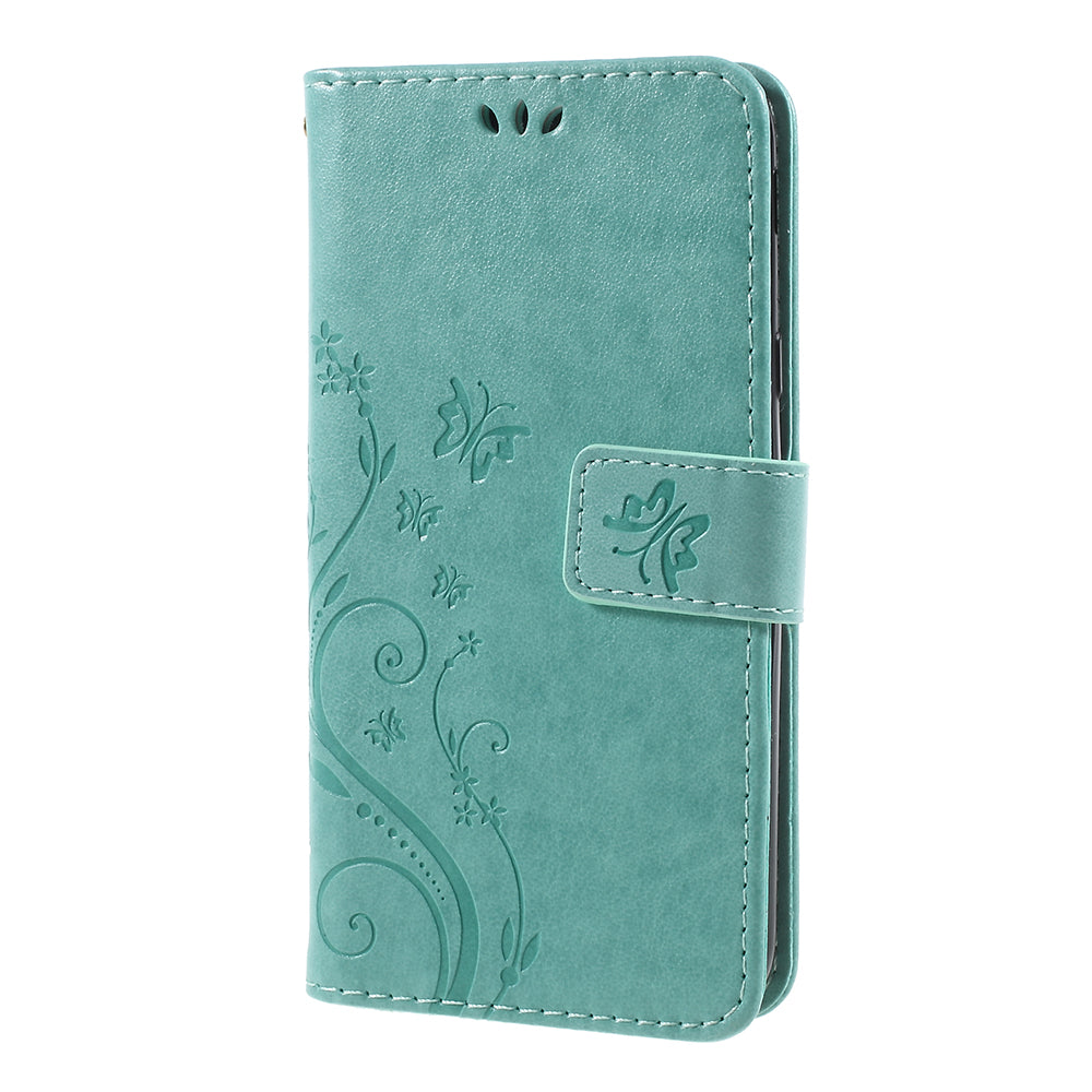 Imprint Flower Butterfly Pattern Wallet Leather Case for Samsung Galaxy J5 (2017) EU Version / J5 Pro (2017)
