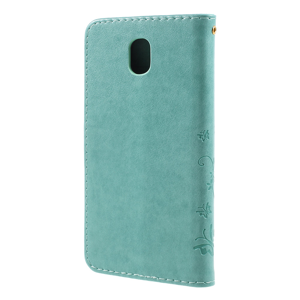 Imprint Flower Butterfly Pattern Wallet Leather Case for Samsung Galaxy J5 (2017) EU Version / J5 Pro (2017)