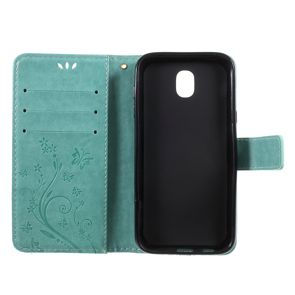 Imprint Flower Butterfly Pattern Wallet Leather Case for Samsung Galaxy J5 (2017) EU Version / J5 Pro (2017)