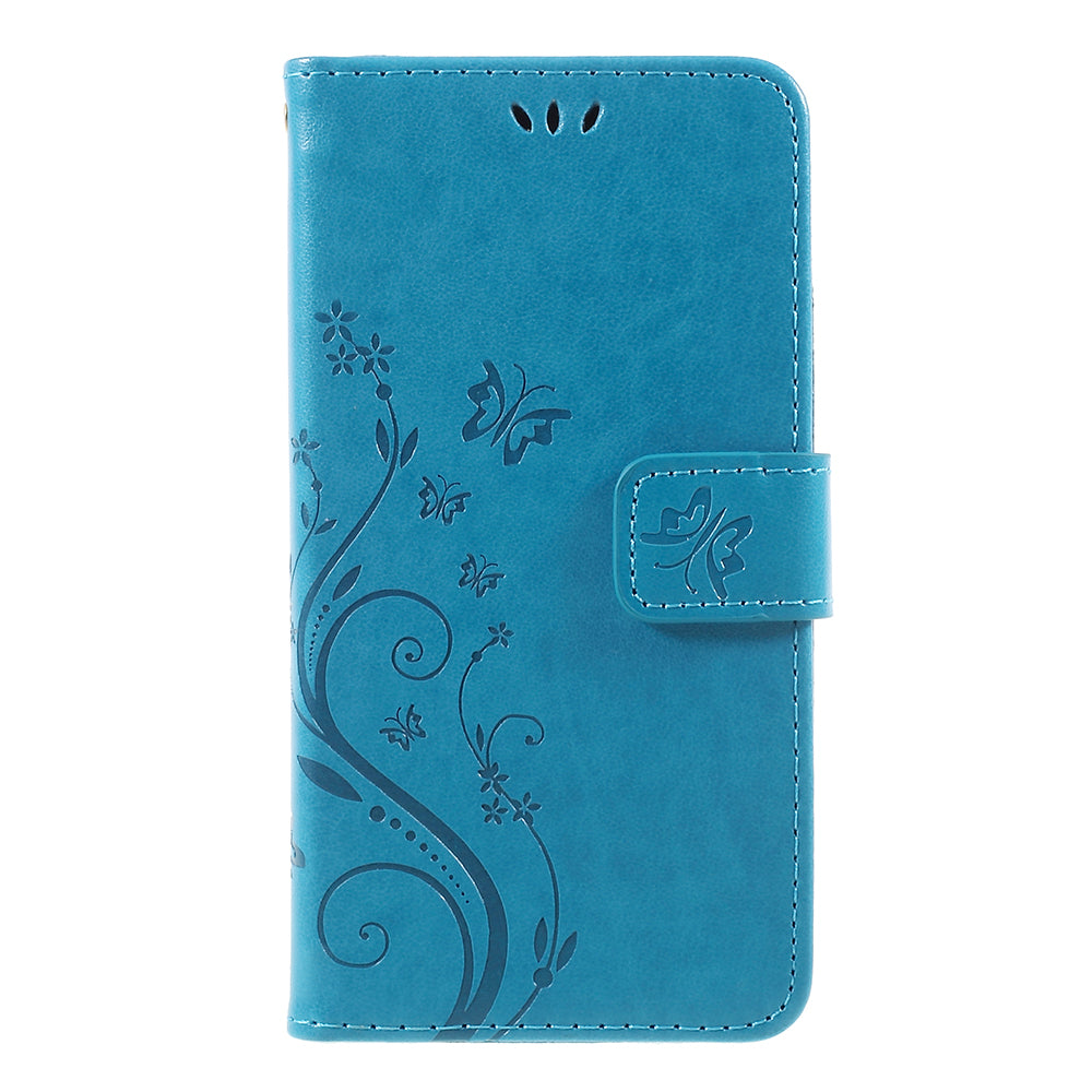 Imprint Flower Butterfly Pattern Wallet Leather Case for Samsung Galaxy J5 (2017) EU Version / J5 Pro (2017)