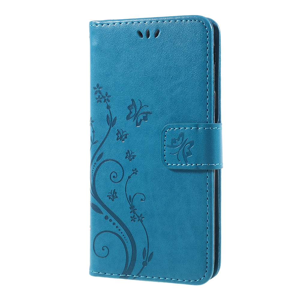 Imprint Flower Butterfly Pattern Wallet Leather Case for Samsung Galaxy J5 (2017) EU Version / J5 Pro (2017)