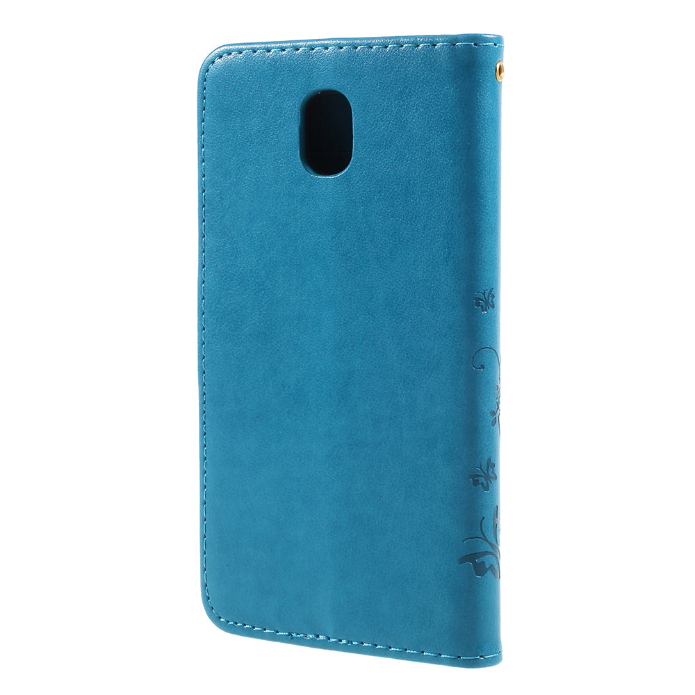 Imprint Flower Butterfly Pattern Wallet Leather Case for Samsung Galaxy J5 (2017) EU Version / J5 Pro (2017)