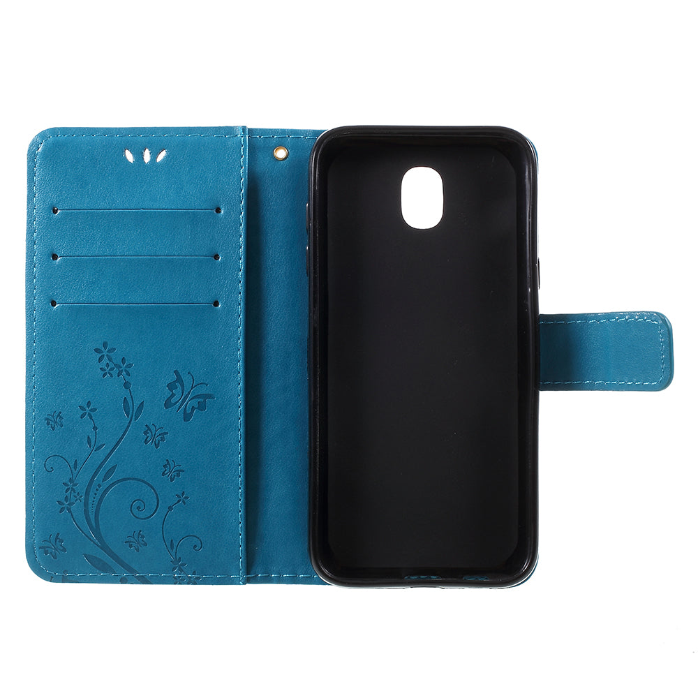 Imprint Flower Butterfly Pattern Wallet Leather Case for Samsung Galaxy J5 (2017) EU Version / J5 Pro (2017)