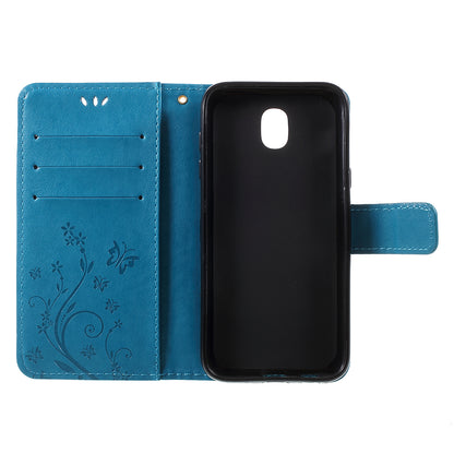 Imprint Flower Butterfly Pattern Wallet Leather Case for Samsung Galaxy J5 (2017) EU Version / J5 Pro (2017)
