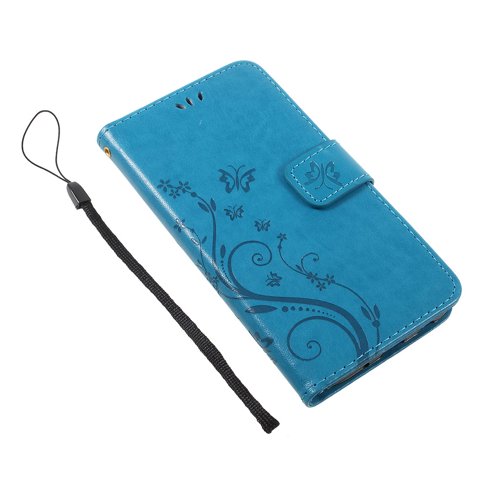 Imprint Flower Butterfly Pattern Wallet Leather Case for Samsung Galaxy J5 (2017) EU Version / J5 Pro (2017)