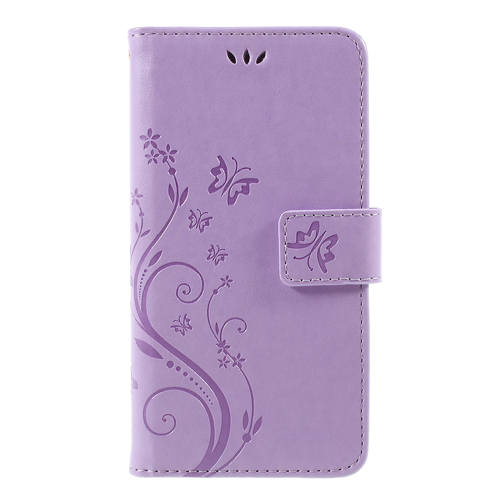 Imprint Flower Butterfly Pattern Wallet Leather Case for Samsung Galaxy J5 (2017) EU Version / J5 Pro (2017)