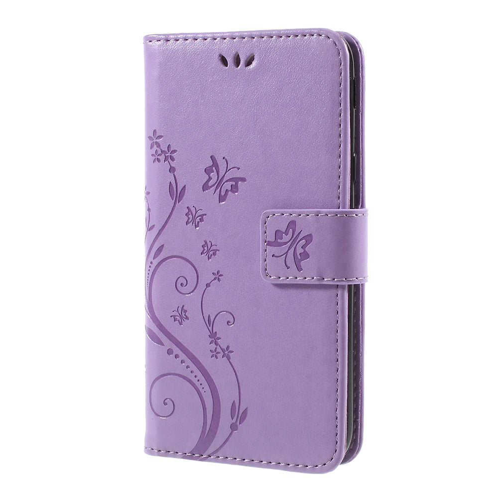 Imprint Flower Butterfly Pattern Wallet Leather Case for Samsung Galaxy J5 (2017) EU Version / J5 Pro (2017)