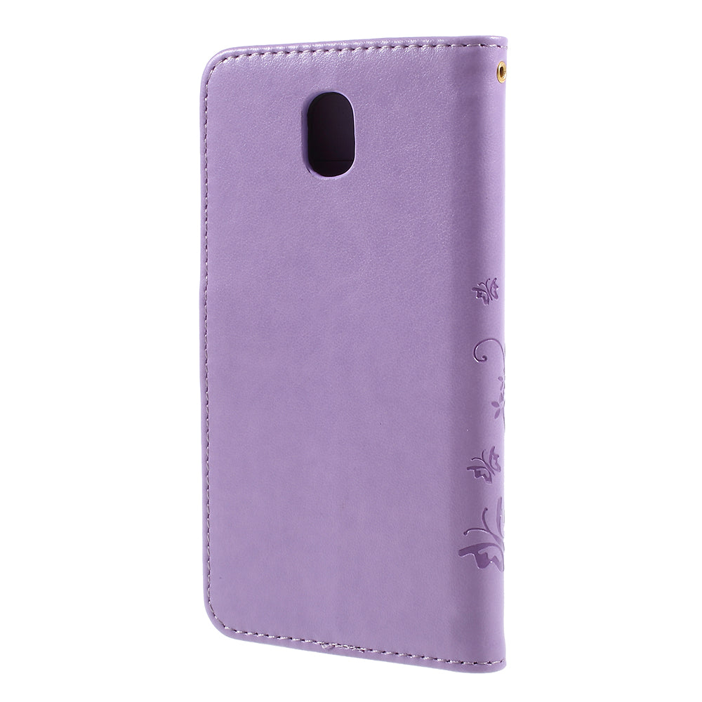 Imprint Flower Butterfly Pattern Wallet Leather Case for Samsung Galaxy J5 (2017) EU Version / J5 Pro (2017)