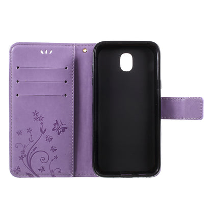 Imprint Flower Butterfly Pattern Wallet Leather Case for Samsung Galaxy J5 (2017) EU Version / J5 Pro (2017)