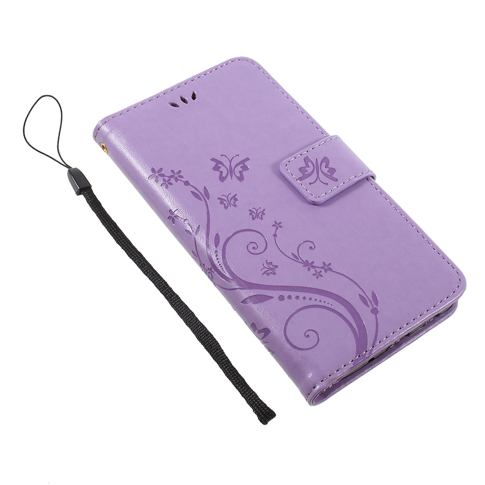 Imprint Flower Butterfly Pattern Wallet Leather Case for Samsung Galaxy J5 (2017) EU Version / J5 Pro (2017)