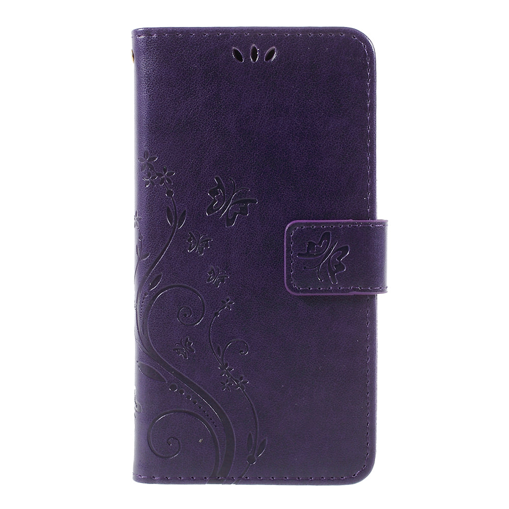 Imprint Flower Butterfly Pattern Wallet Leather Case for Samsung Galaxy J5 (2017) EU Version / J5 Pro (2017)