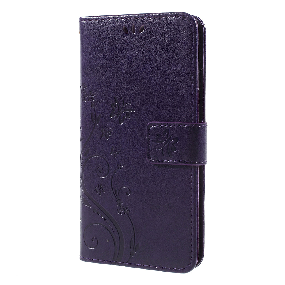 Imprint Flower Butterfly Pattern Wallet Leather Case for Samsung Galaxy J5 (2017) EU Version / J5 Pro (2017)