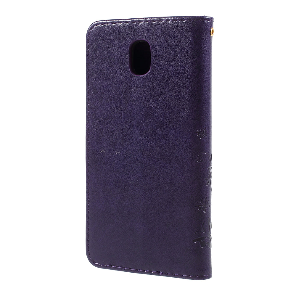 Imprint Flower Butterfly Pattern Wallet Leather Case for Samsung Galaxy J5 (2017) EU Version / J5 Pro (2017)
