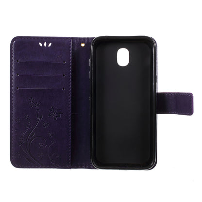 Imprint Flower Butterfly Pattern Wallet Leather Case for Samsung Galaxy J5 (2017) EU Version / J5 Pro (2017)
