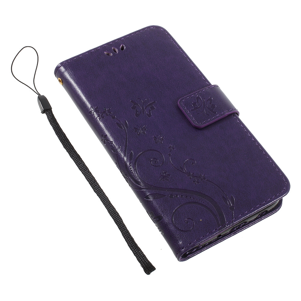 Imprint Flower Butterfly Pattern Wallet Leather Case for Samsung Galaxy J5 (2017) EU Version / J5 Pro (2017)