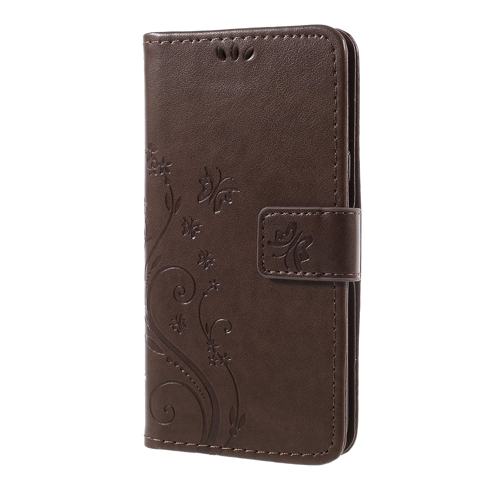 Imprint Flower Butterfly Pattern Wallet Leather Case for Samsung Galaxy J5 (2017) EU Version / J5 Pro (2017)