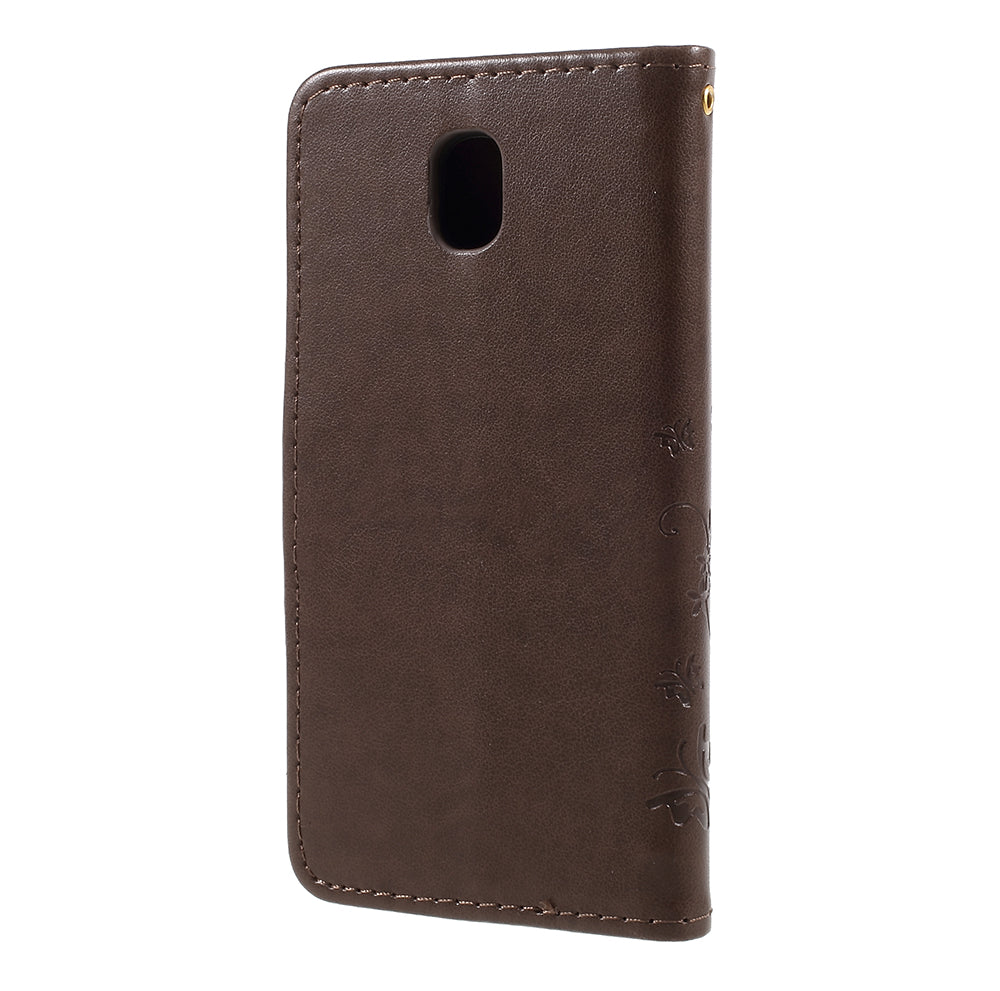 Imprint Flower Butterfly Pattern Wallet Leather Case for Samsung Galaxy J5 (2017) EU Version / J5 Pro (2017)