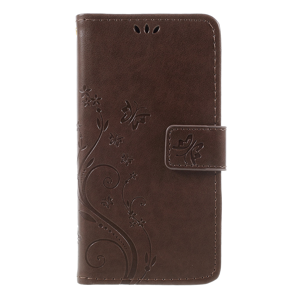 Imprint Flower Butterfly Pattern Wallet Leather Case for Samsung Galaxy J5 (2017) EU Version / J5 Pro (2017)