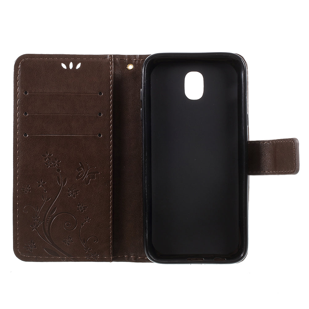 Imprint Flower Butterfly Pattern Wallet Leather Case for Samsung Galaxy J5 (2017) EU Version / J5 Pro (2017)