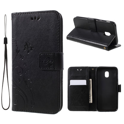 Imprint Flower Butterfly Pattern Wallet Stand Leather Case for Samsung Galaxy J3 (2017) EU Version / J3 Pro (2017)