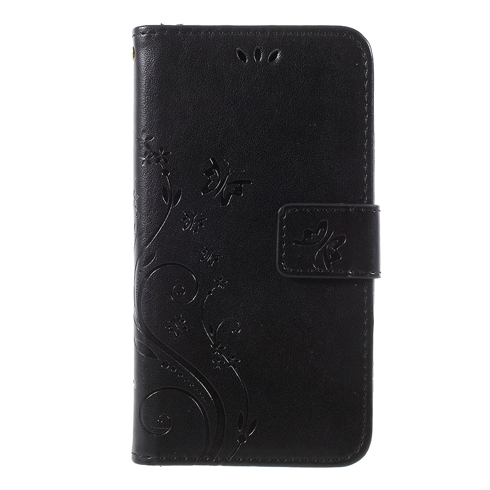 Imprint Flower Butterfly Pattern Wallet Stand Leather Case for Samsung Galaxy J3 (2017) EU Version / J3 Pro (2017)