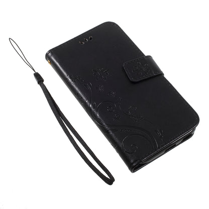Imprint Flower Butterfly Pattern Wallet Stand Leather Case for Samsung Galaxy J3 (2017) EU Version / J3 Pro (2017)
