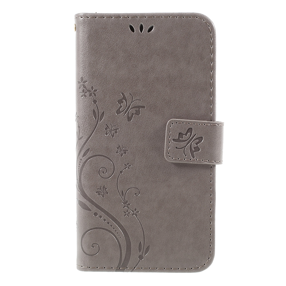Imprint Flower Butterfly Pattern Wallet Stand Leather Case for Samsung Galaxy J3 (2017) EU Version / J3 Pro (2017)