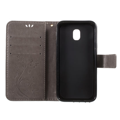 Imprint Flower Butterfly Pattern Wallet Stand Leather Case for Samsung Galaxy J3 (2017) EU Version / J3 Pro (2017)