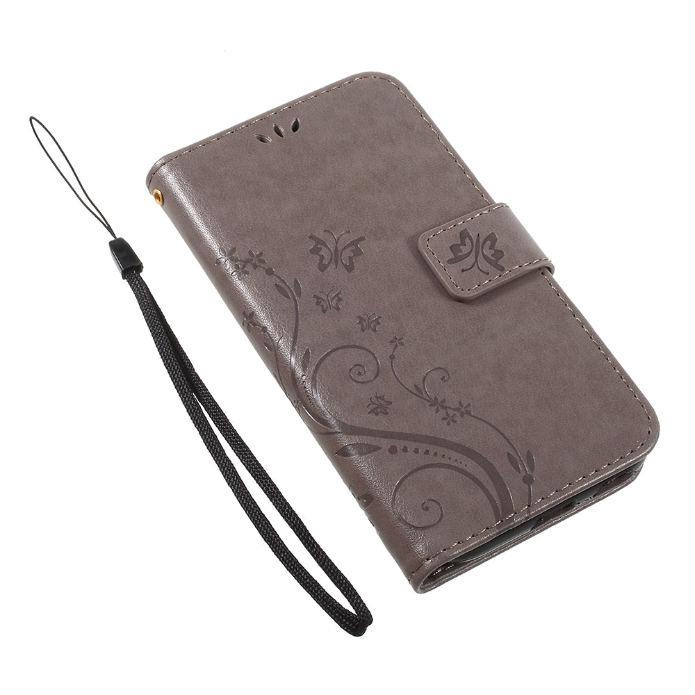 Imprint Flower Butterfly Pattern Wallet Stand Leather Case for Samsung Galaxy J3 (2017) EU Version / J3 Pro (2017)