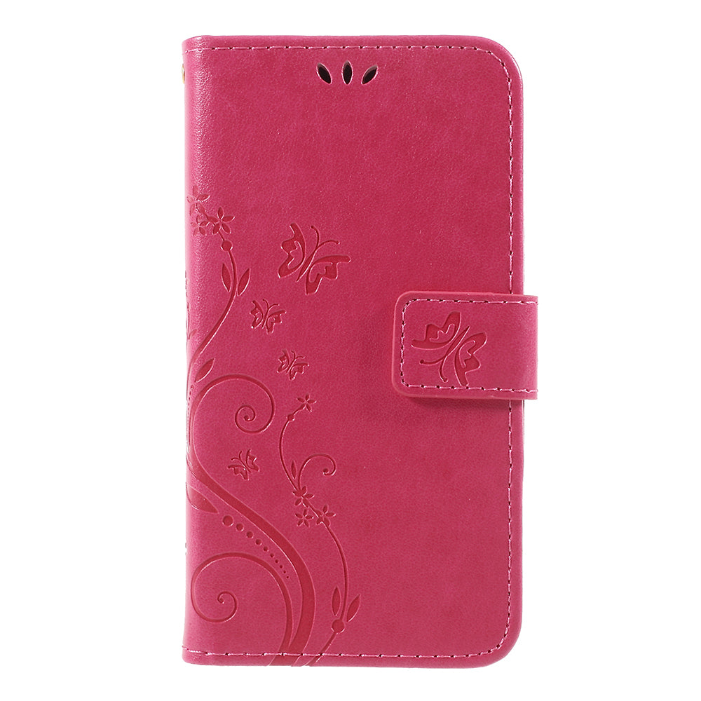 Imprint Flower Butterfly Pattern Wallet Stand Leather Case for Samsung Galaxy J3 (2017) EU Version / J3 Pro (2017)