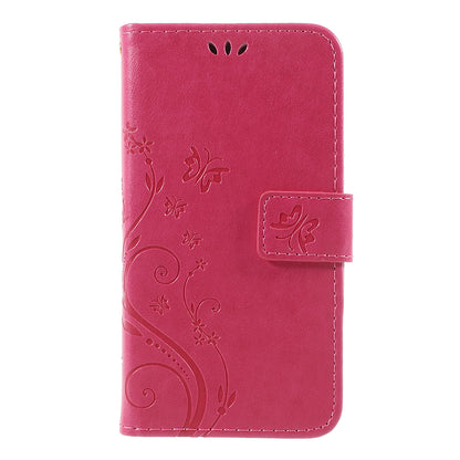 Imprint Flower Butterfly Pattern Wallet Stand Leather Case for Samsung Galaxy J3 (2017) EU Version / J3 Pro (2017)
