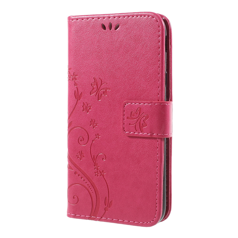 Imprint Flower Butterfly Pattern Wallet Stand Leather Case for Samsung Galaxy J3 (2017) EU Version / J3 Pro (2017)