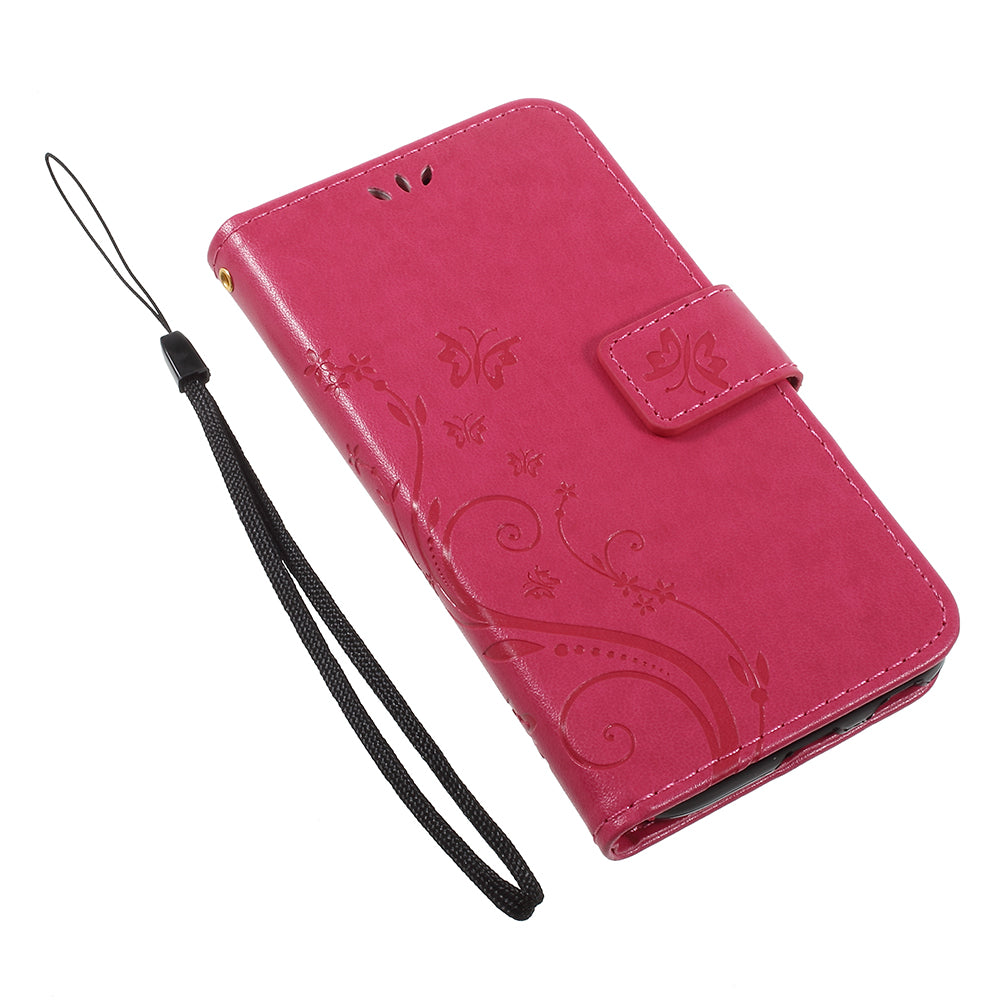 Imprint Flower Butterfly Pattern Wallet Stand Leather Case for Samsung Galaxy J3 (2017) EU Version / J3 Pro (2017)