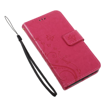 Imprint Flower Butterfly Pattern Wallet Stand Leather Case for Samsung Galaxy J3 (2017) EU Version / J3 Pro (2017)