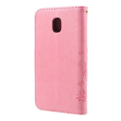 Imprint Flower Butterfly Pattern Wallet Stand Leather Case for Samsung Galaxy J3 (2017) EU Version / J3 Pro (2017)