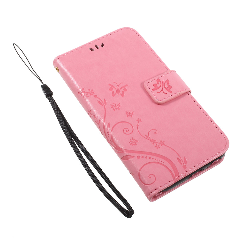 Imprint Flower Butterfly Pattern Wallet Stand Leather Case for Samsung Galaxy J3 (2017) EU Version / J3 Pro (2017)