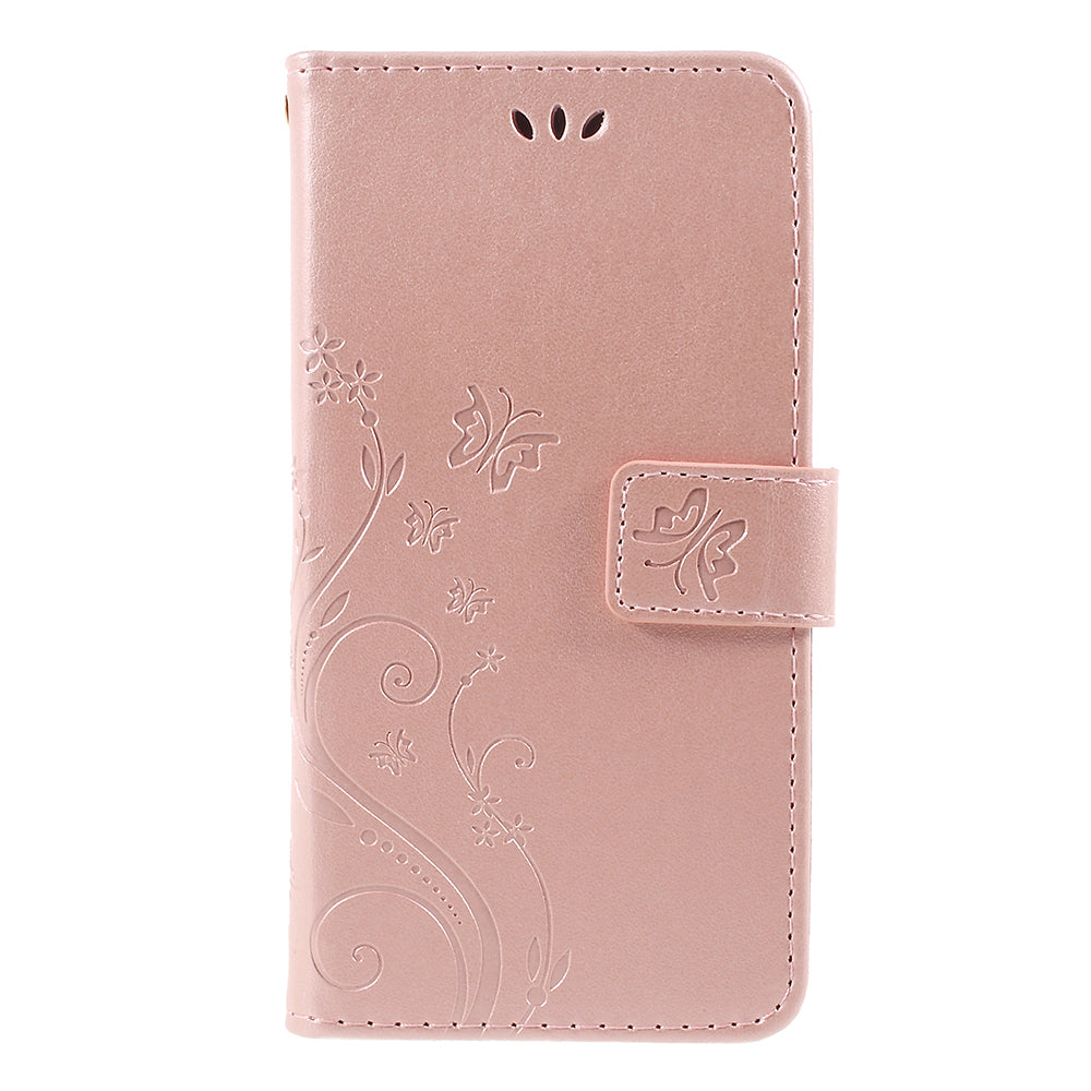 Imprint Flower Butterfly Pattern Wallet Stand Leather Case for Samsung Galaxy J3 (2017) EU Version / J3 Pro (2017)