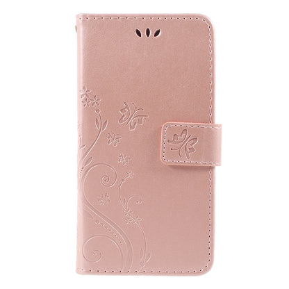 Imprint Flower Butterfly Pattern Wallet Stand Leather Case for Samsung Galaxy J3 (2017) EU Version / J3 Pro (2017)