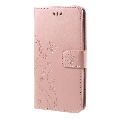 Imprint Flower Butterfly Pattern Wallet Stand Leather Case for Samsung Galaxy J3 (2017) EU Version / J3 Pro (2017)