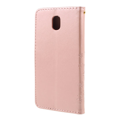 Imprint Flower Butterfly Pattern Wallet Stand Leather Case for Samsung Galaxy J3 (2017) EU Version / J3 Pro (2017)