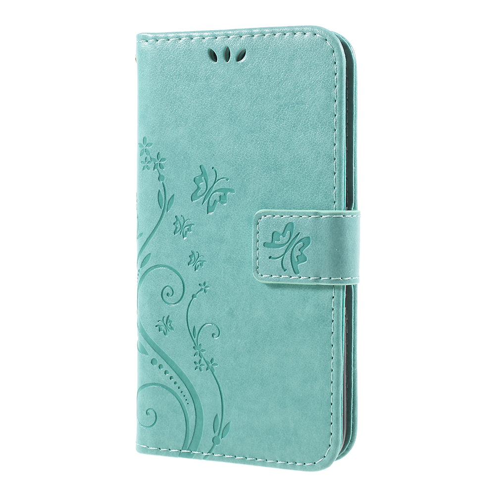 Imprint Flower Butterfly Pattern Wallet Stand Leather Case for Samsung Galaxy J3 (2017) EU Version / J3 Pro (2017)