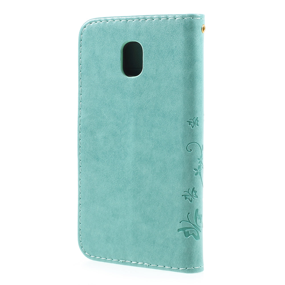 Imprint Flower Butterfly Pattern Wallet Stand Leather Case for Samsung Galaxy J3 (2017) EU Version / J3 Pro (2017)