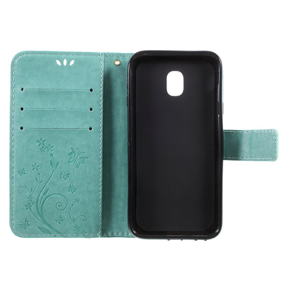 Imprint Flower Butterfly Pattern Wallet Stand Leather Case for Samsung Galaxy J3 (2017) EU Version / J3 Pro (2017)