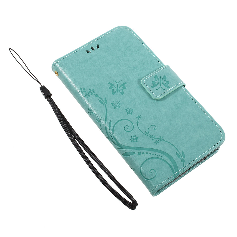 Imprint Flower Butterfly Pattern Wallet Stand Leather Case for Samsung Galaxy J3 (2017) EU Version / J3 Pro (2017)