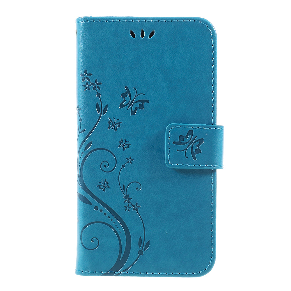 Imprint Flower Butterfly Pattern Wallet Stand Leather Case for Samsung Galaxy J3 (2017) EU Version / J3 Pro (2017)