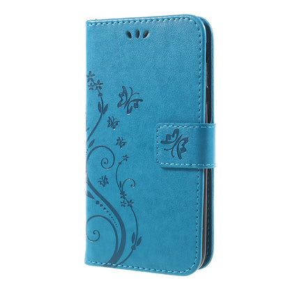 Imprint Flower Butterfly Pattern Wallet Stand Leather Case for Samsung Galaxy J3 (2017) EU Version / J3 Pro (2017)